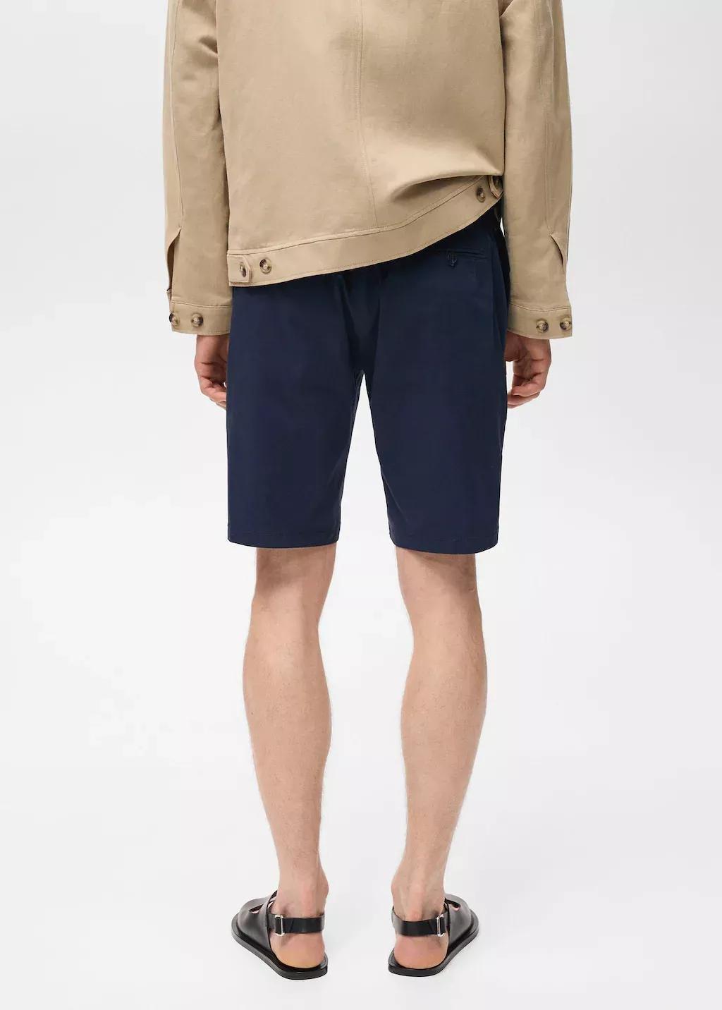 Navy Slim-Fit Chino Cotton Bermuda Shorts, , large image number 7
