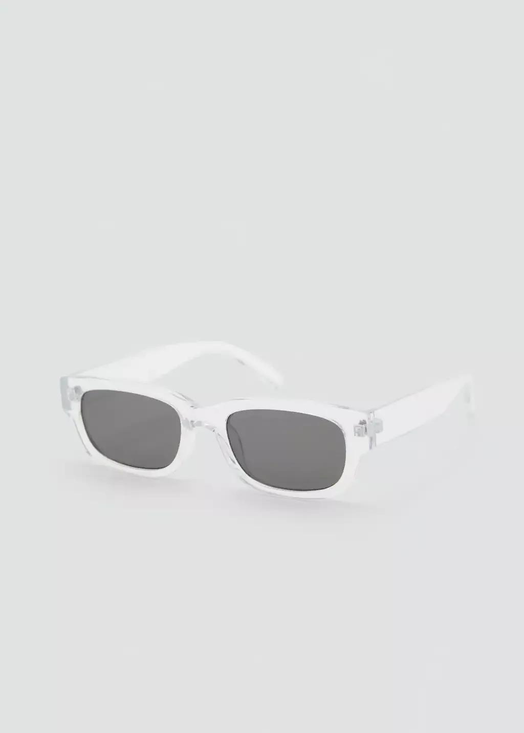 White Rectangular-Frame Sunglasses, Natural White, large image number 0