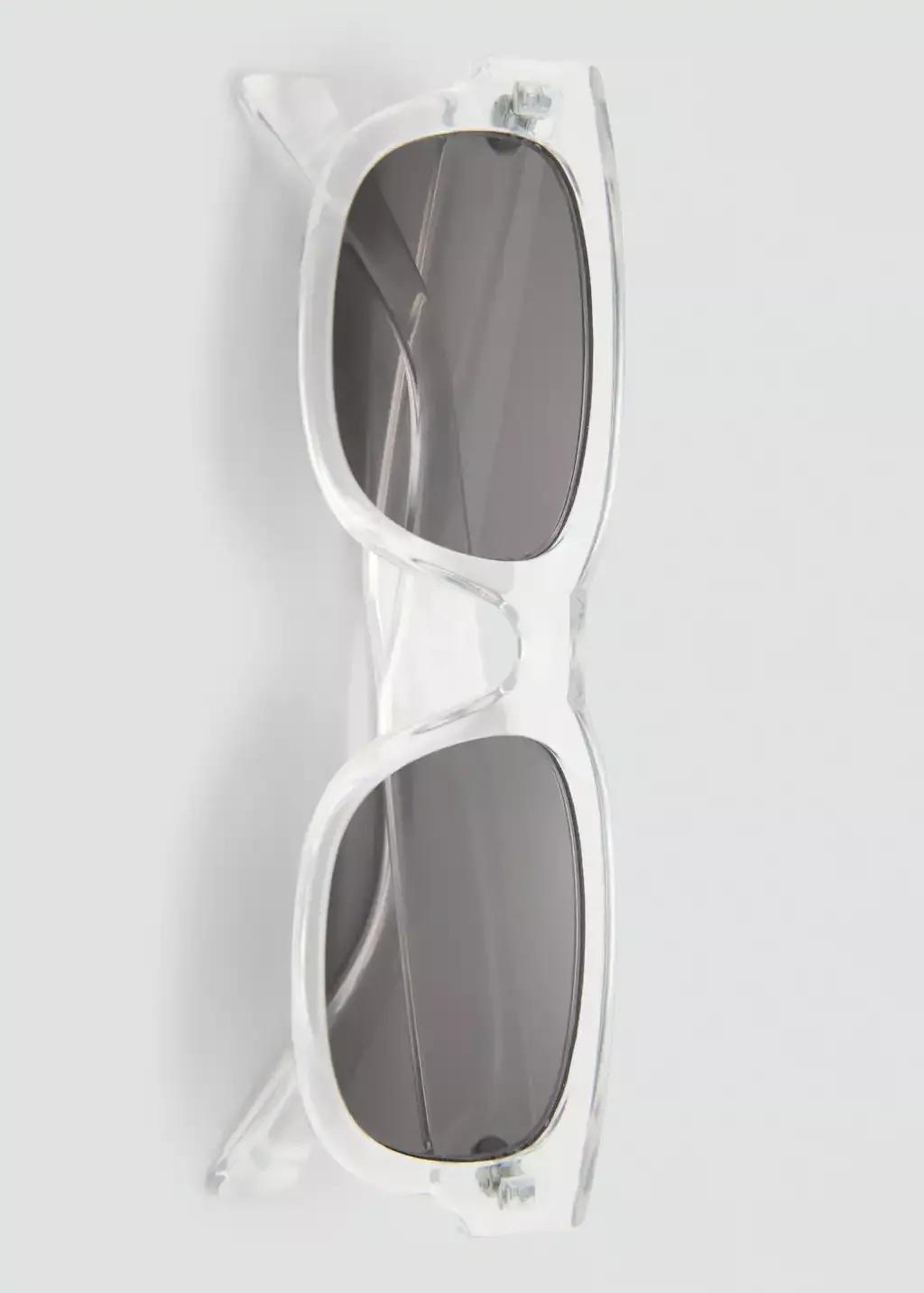 White Rectangular-Frame Sunglasses, Natural White, large image number 2