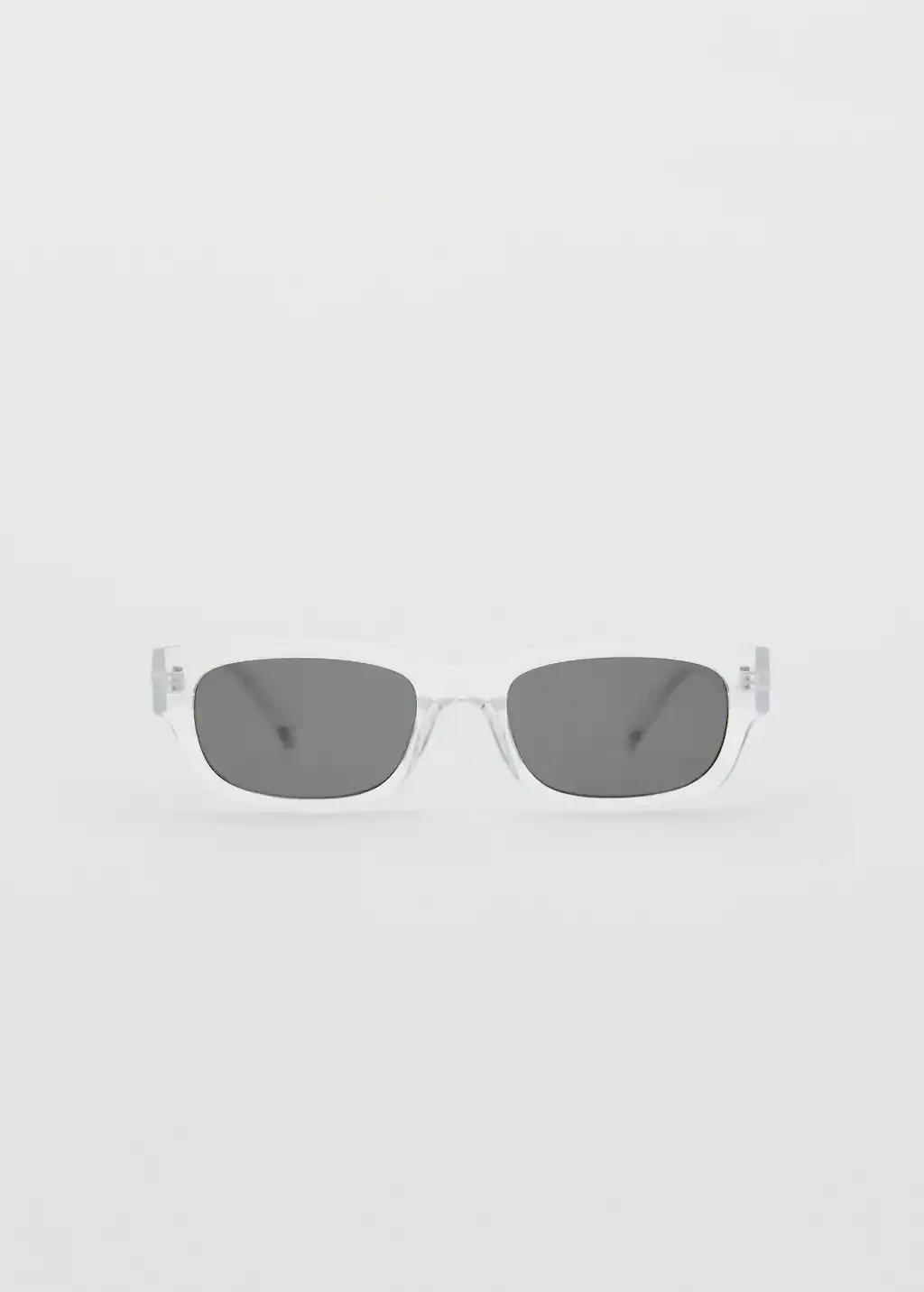 White Rectangular-Frame Sunglasses, Natural White, large image number 3