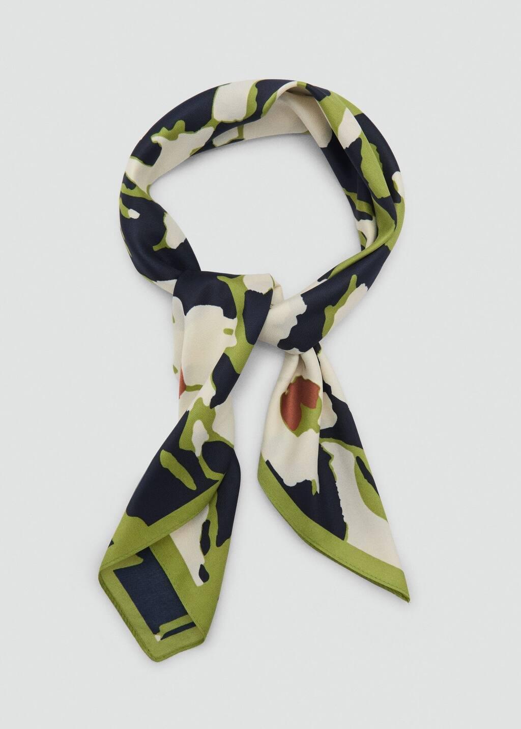 Camouflage Print Satin Scarf, 0201_43, large image number 1