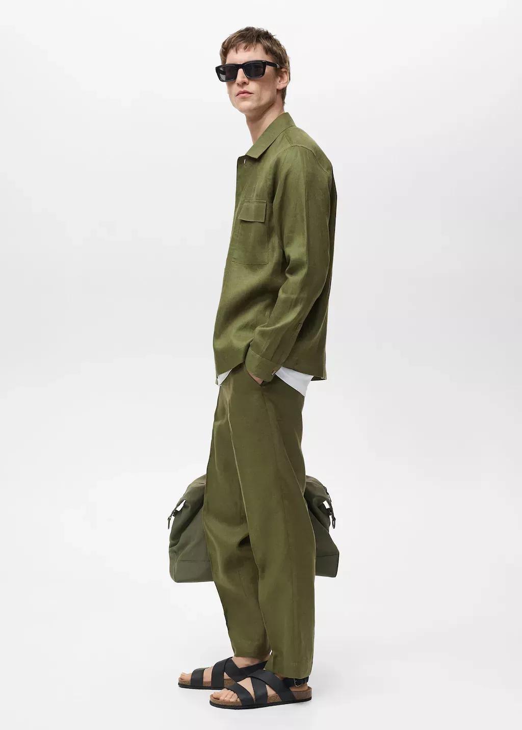 Green Solid Overshirt Regular, , large image number 2
