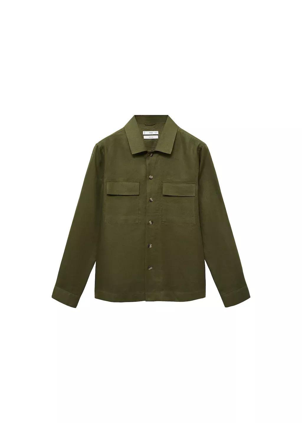 Green Solid Overshirt Regular, , large image number 3