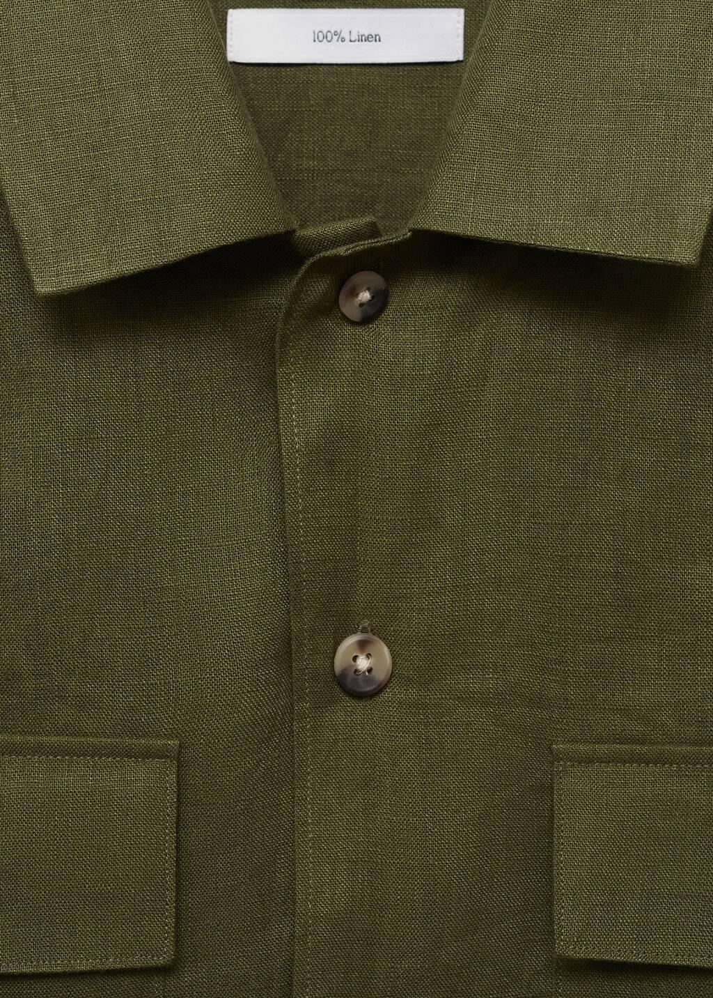 Green Solid Overshirt Regular, , large image number 4
