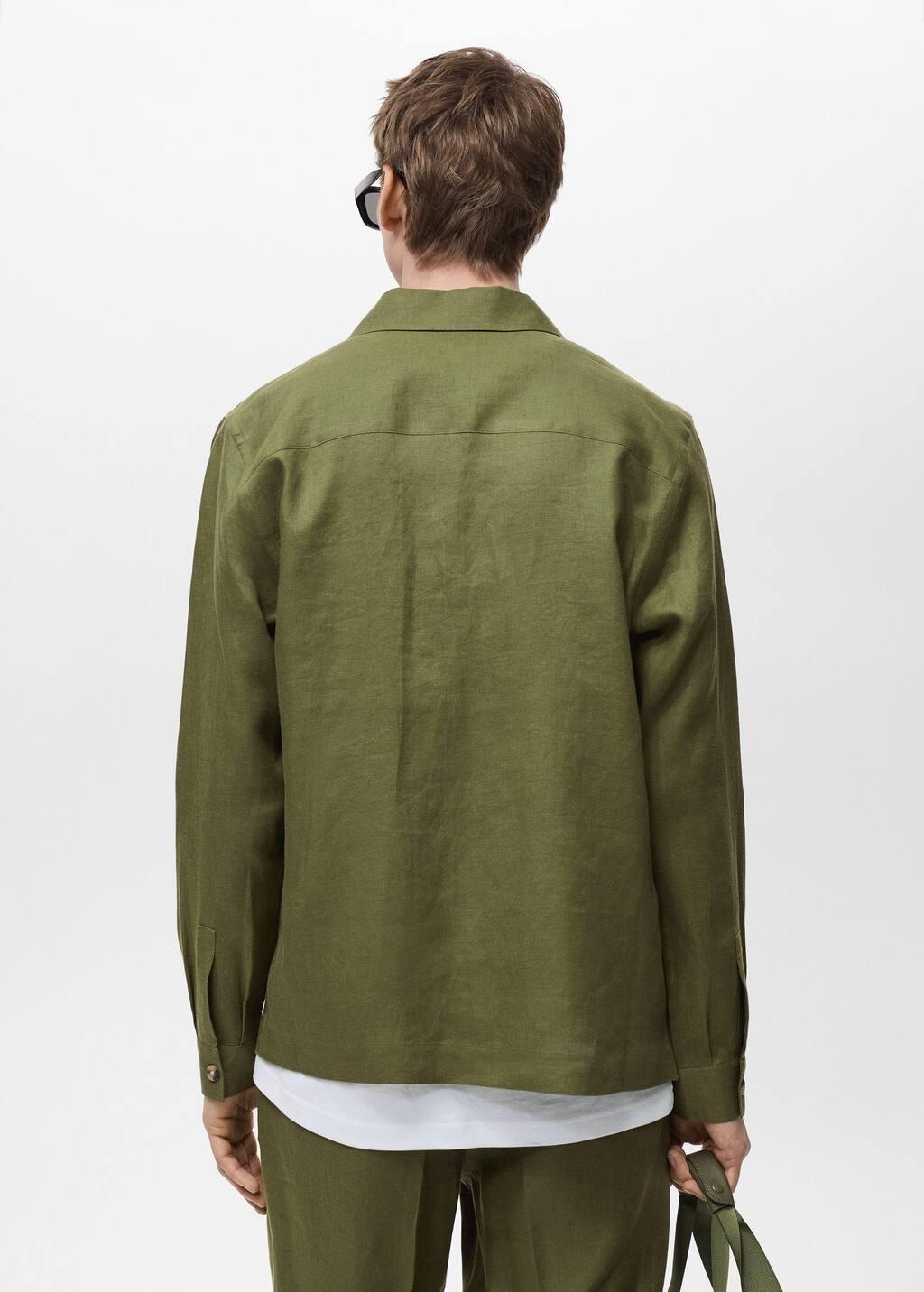Green Solid Overshirt Regular, , large image number 6