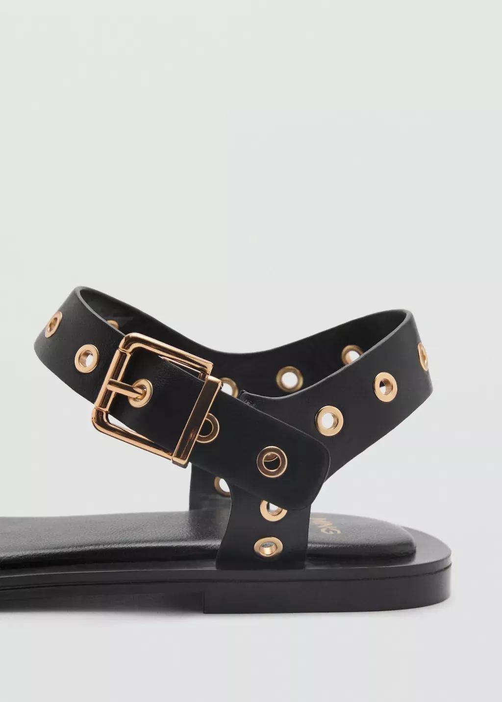 Black Sandal With Die-Cut Straps, , large image number 1