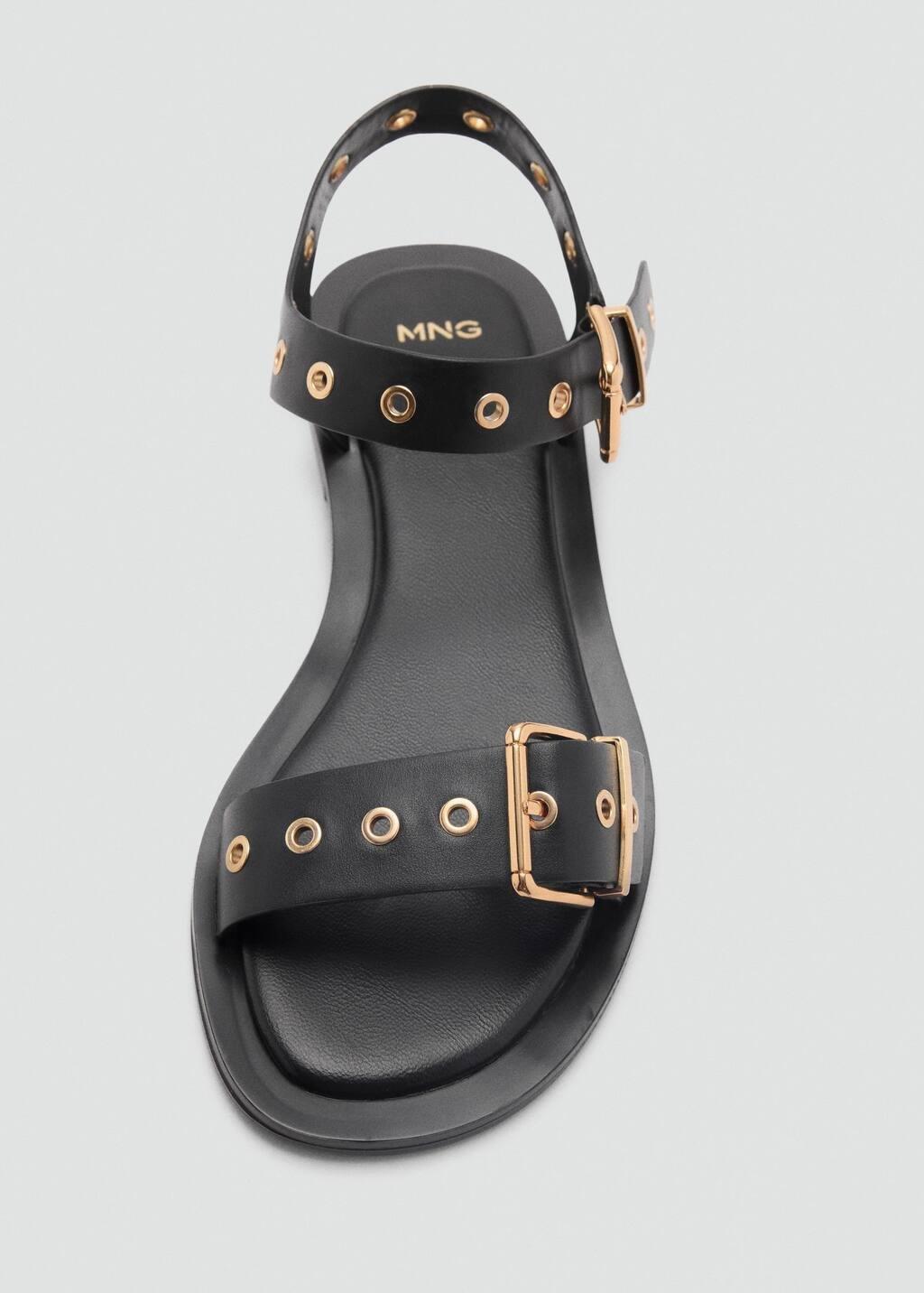 Black Sandal With Die-Cut Straps, , large image number 2