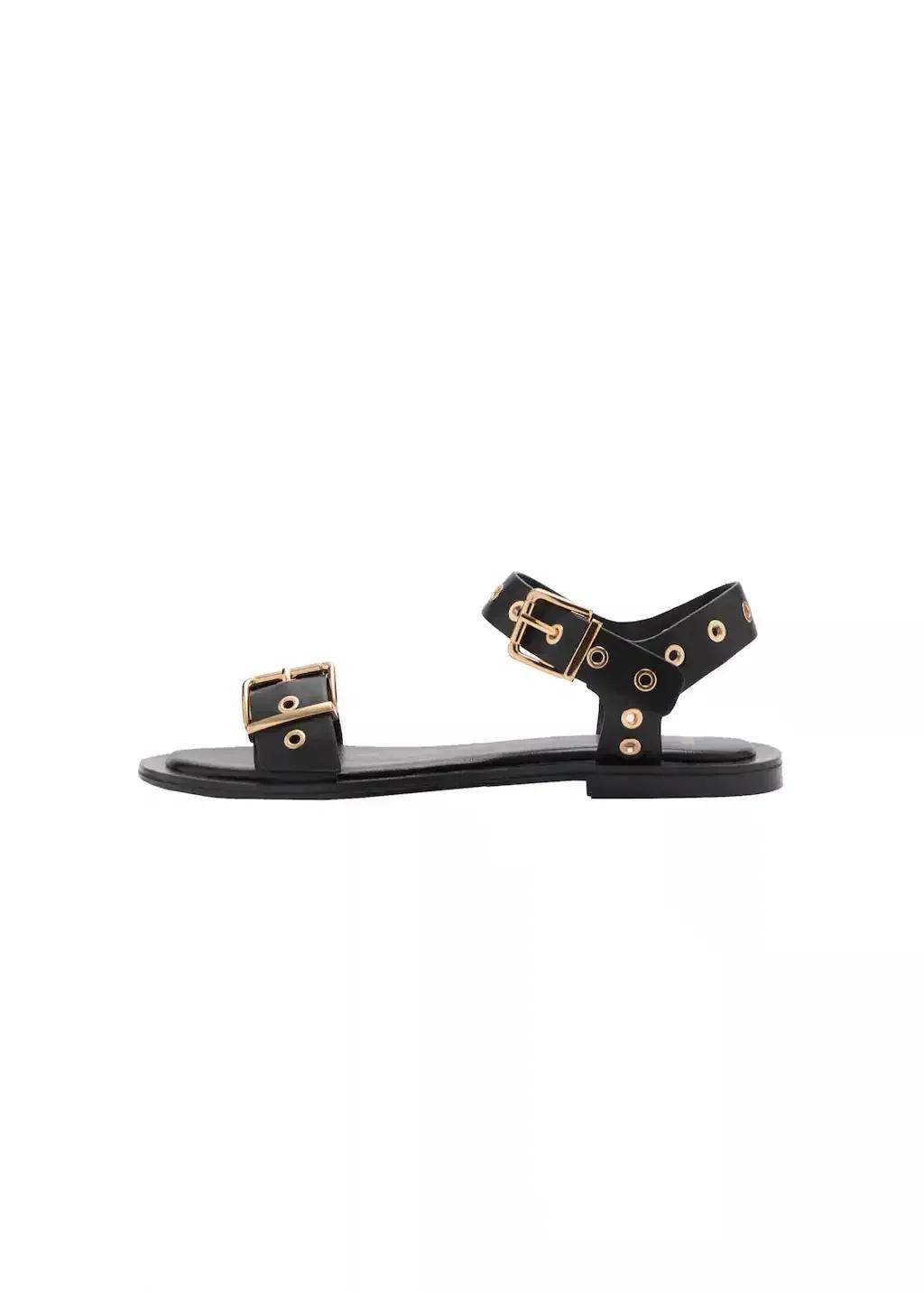 Black Sandal With Die-Cut Straps, , large image number 3