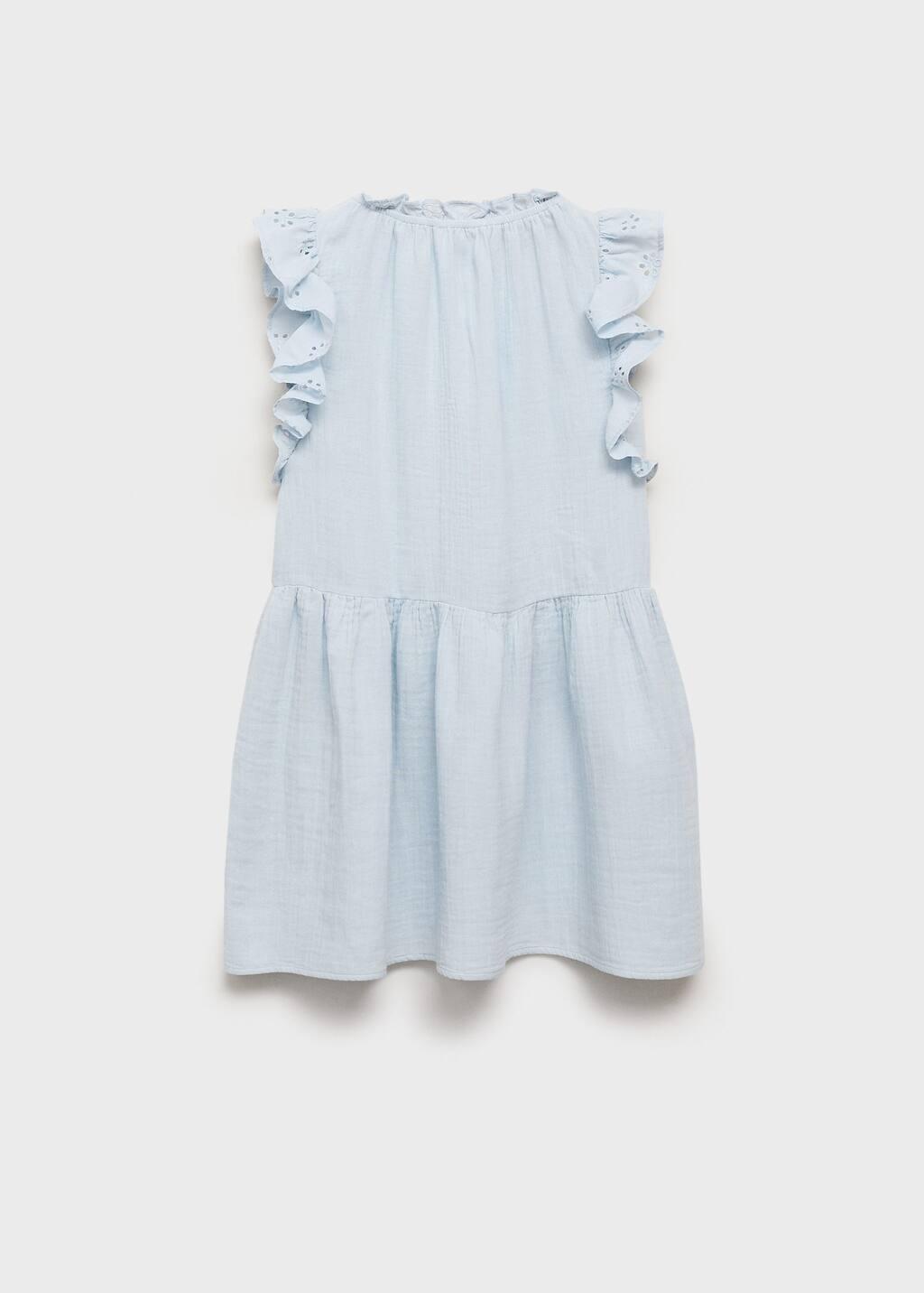 Blue Lt Pastel Frills Embroidered Dress, Kids Girl, , large image number 1