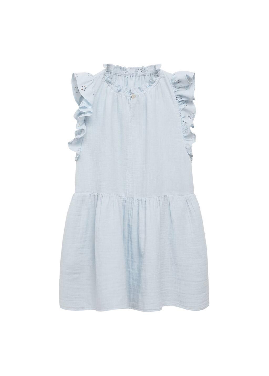 Blue Lt Pastel Frills Embroidered Dress, Kids Girl, , large image number 3