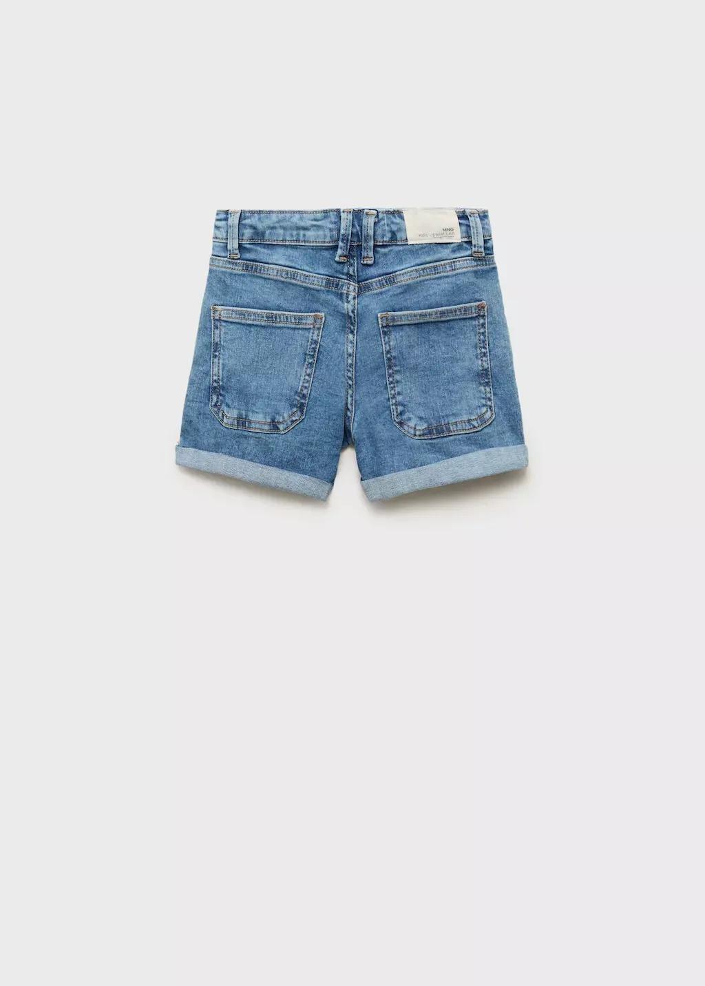 Blue Straight Denim Shorts, Kids Girl, , large image number 2