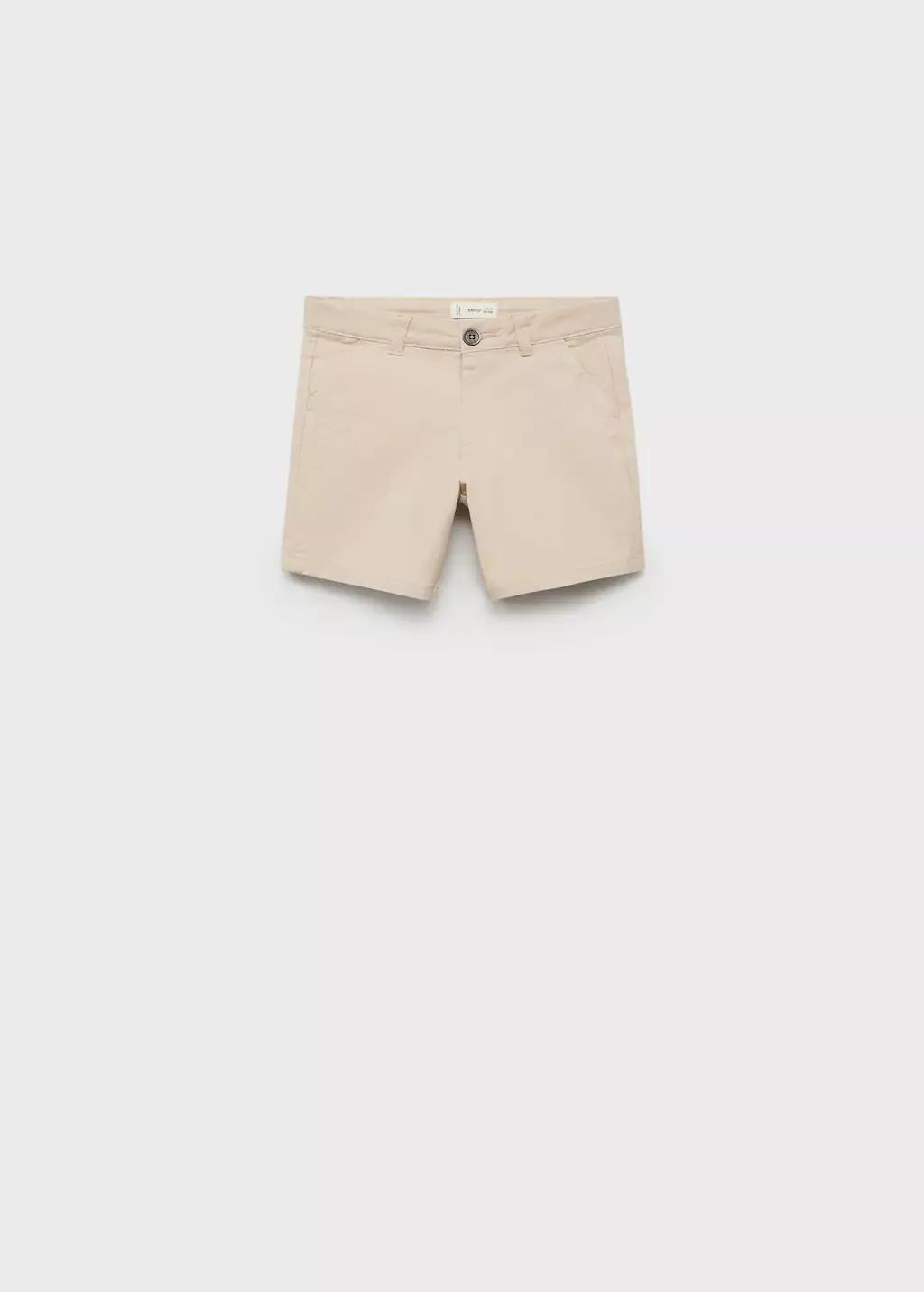 Brown Lt Pastel Cotton Bermuda Shorts, Baby Boy, , large image number 0