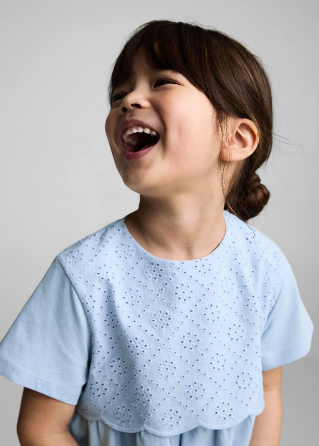 Blue Embroidered Cotton Dress, Baby Girl, , large image number 3