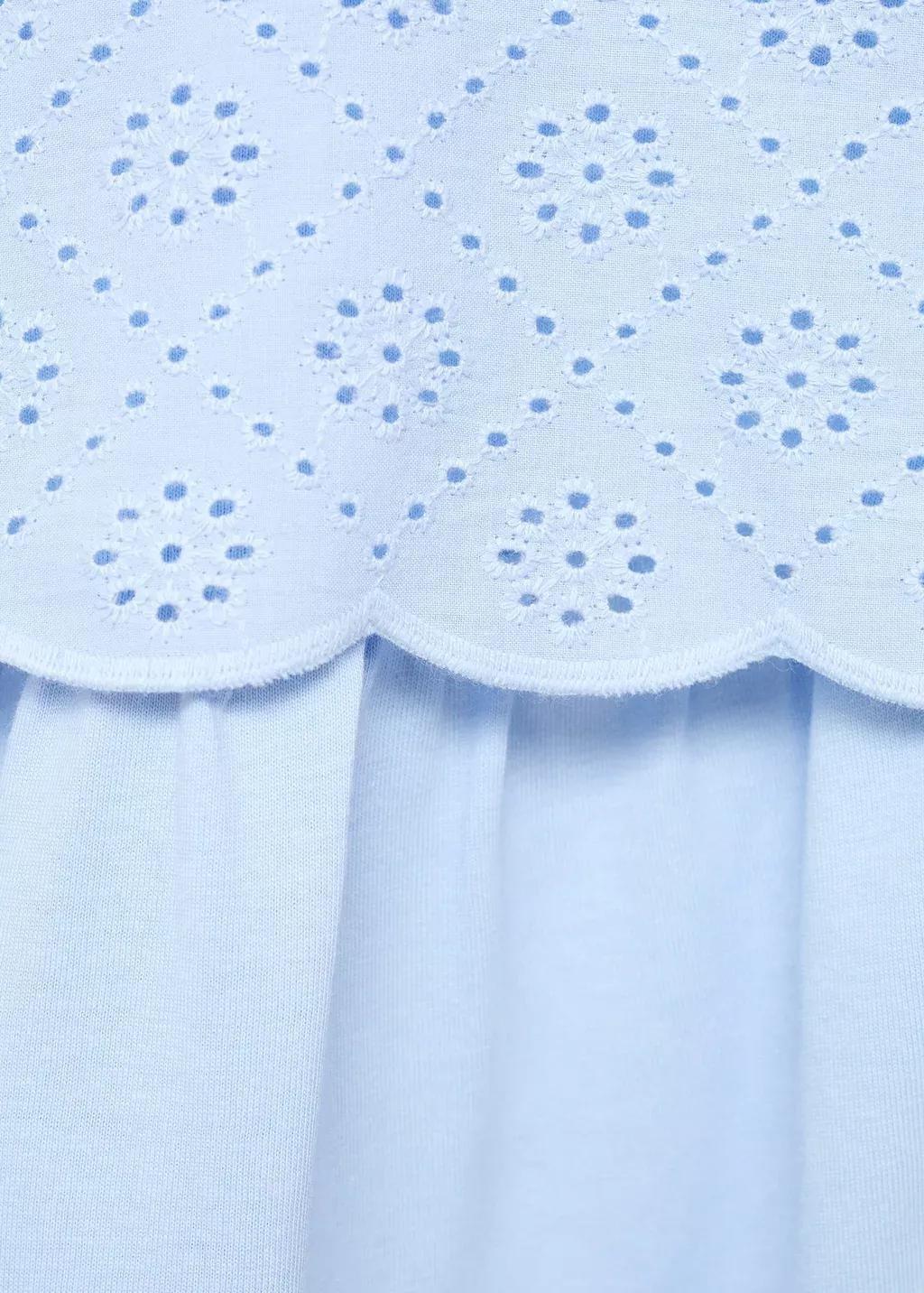 Blue Embroidered Cotton Dress, Baby Girl, , large image number 4