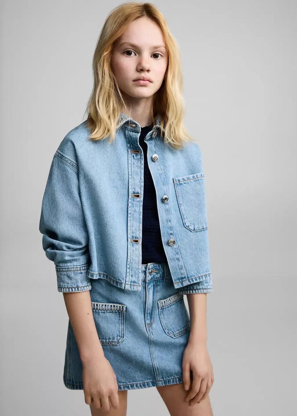 Blue Denim Short Skirt, Kids Girl, , large image number 0