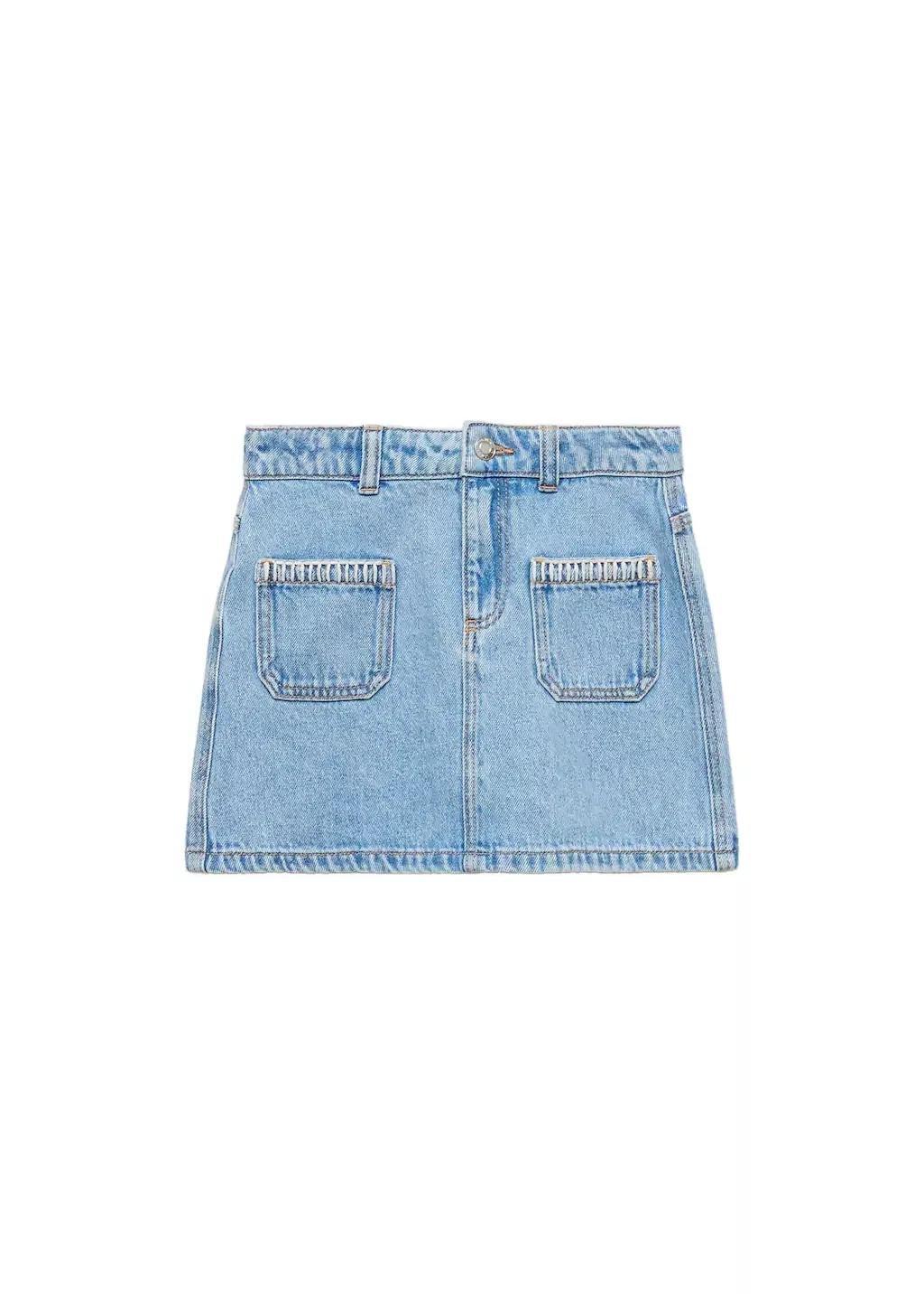 Blue Denim Short Skirt, Kids Girl, , large image number 3