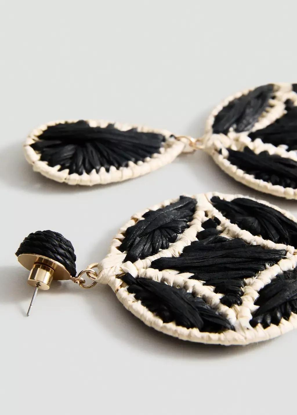 Black Natural Fibre Hanging Earrings, 0201_99, large image number 0