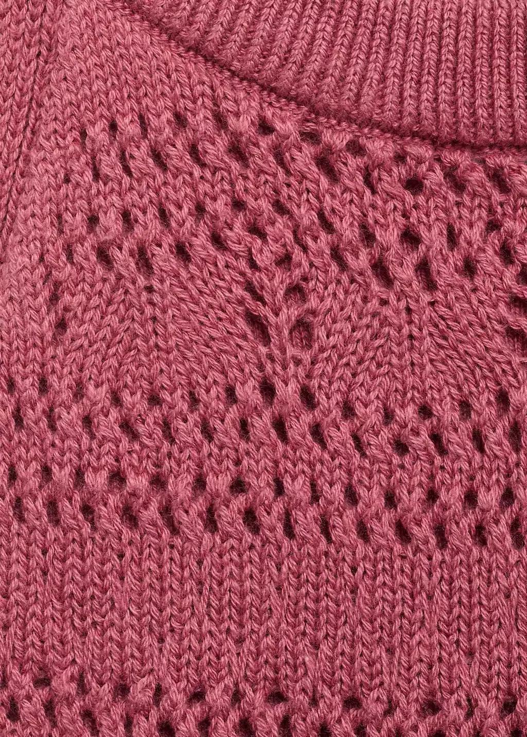 Red Openwork Knit Cotton Top, Kids Girl, , large image number 5