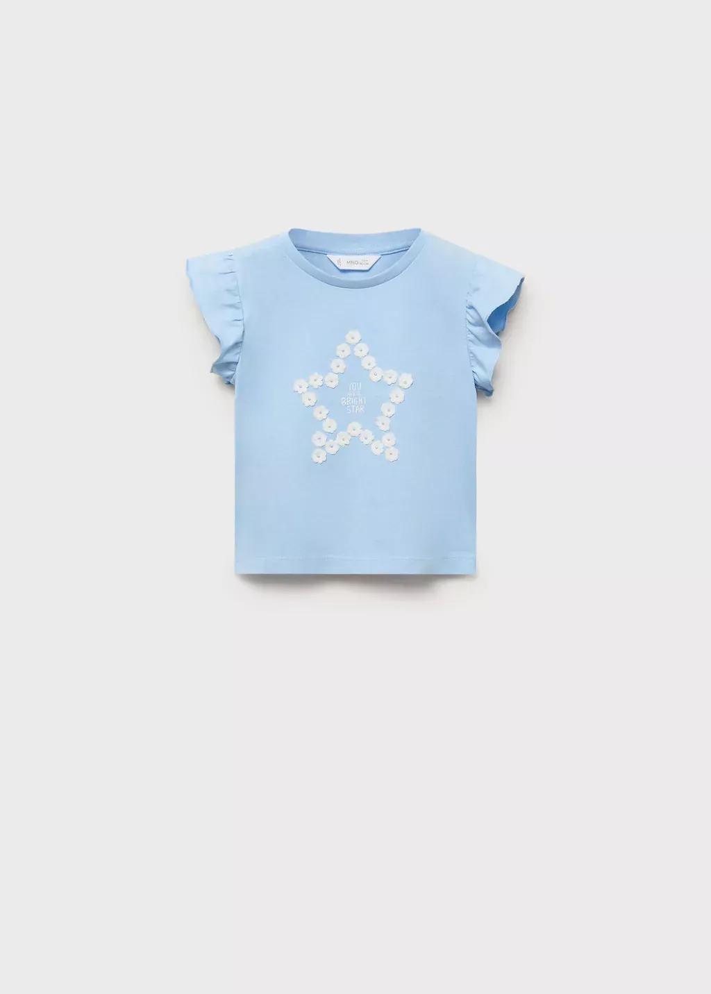 Blue Lt Pastel Ruffle Embossed T-Shirt, Baby Girl, , medium