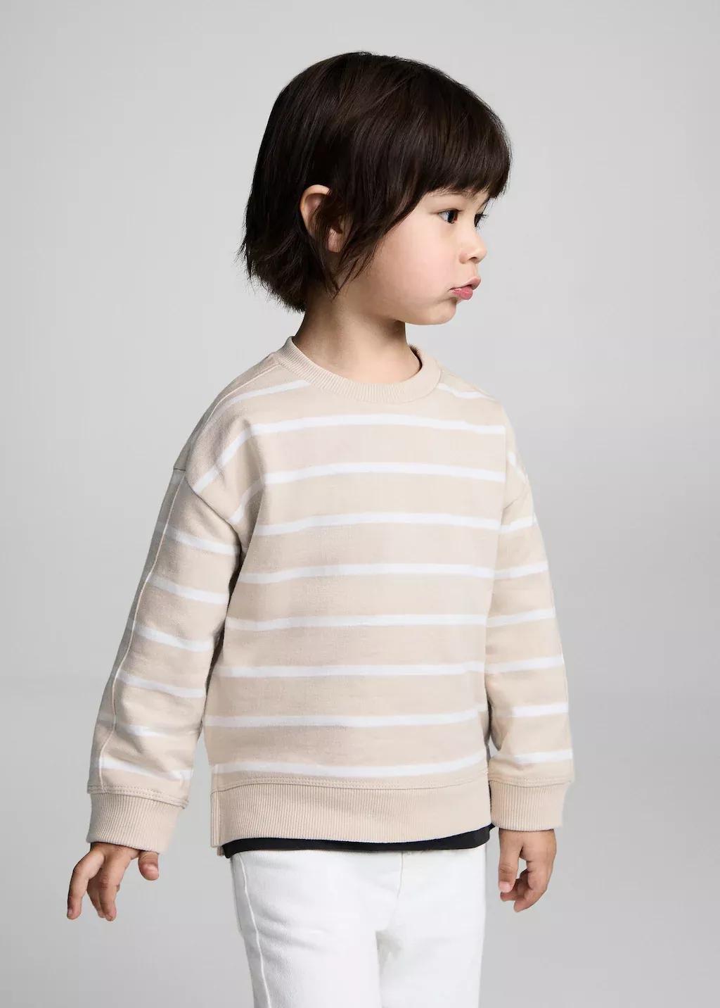LT PASTEL BROWN Striped cotton-blend sweatshirt, Baby Boy, , large image number 0