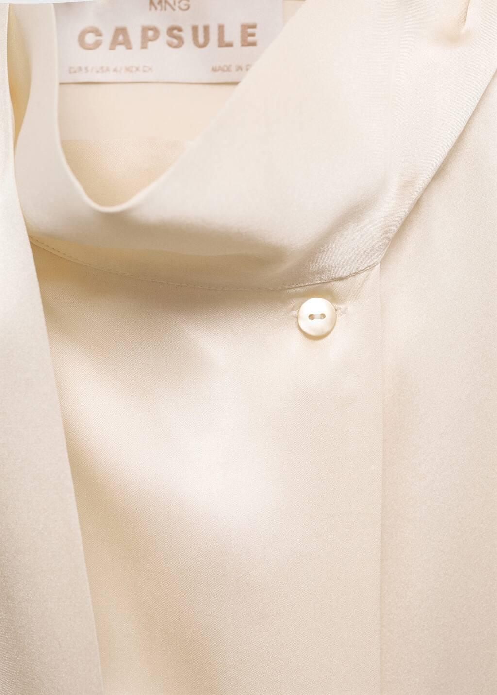 Beige Silk Dress With Cape Style And Bow Neck, , large image number 4