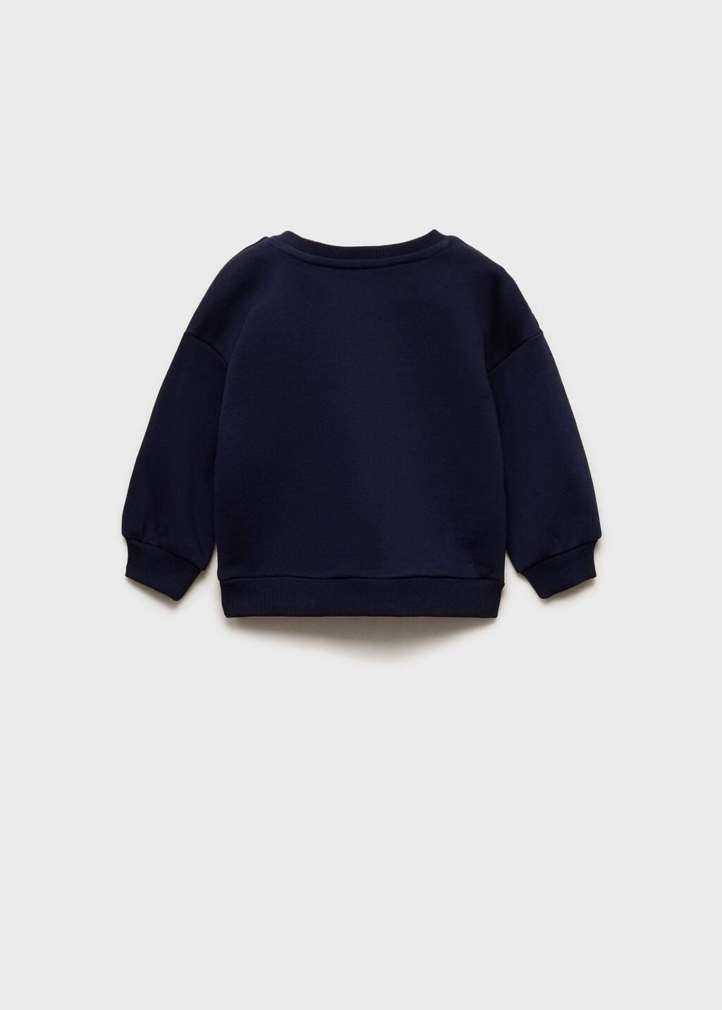 Navy Embroidered Detail Cotton Sweatshirt, Baby Girl, , large image number 1