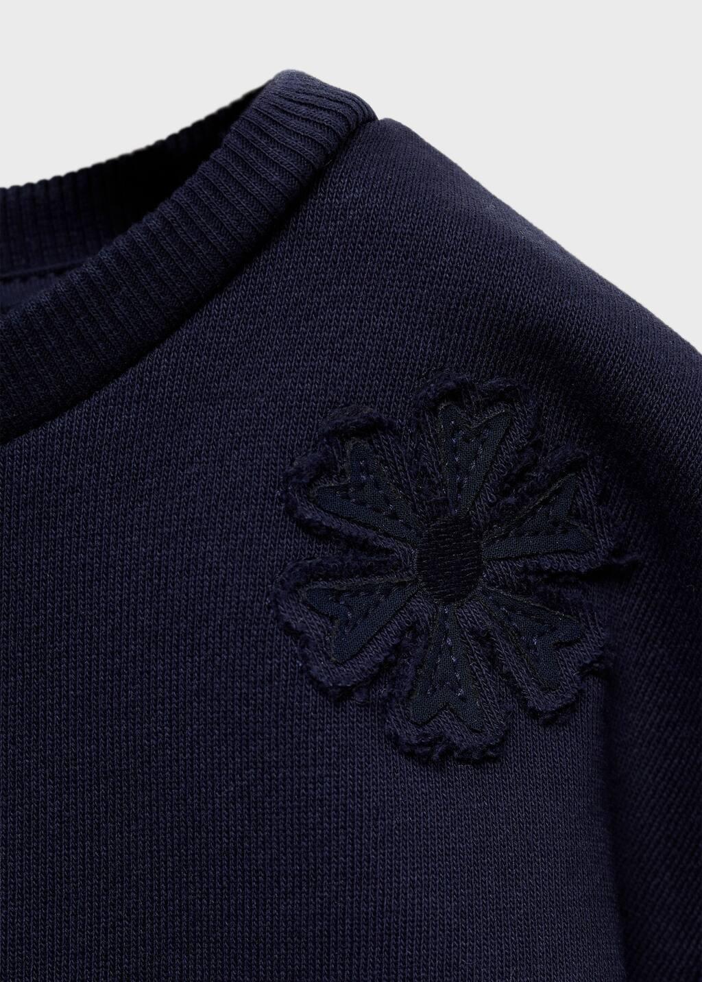 Navy Embroidered Detail Cotton Sweatshirt, Baby Girl, , large image number 2