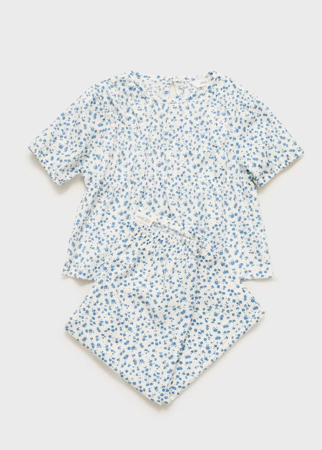 Blue Floral Print Shorts, Kids Girls, , large image number 5
