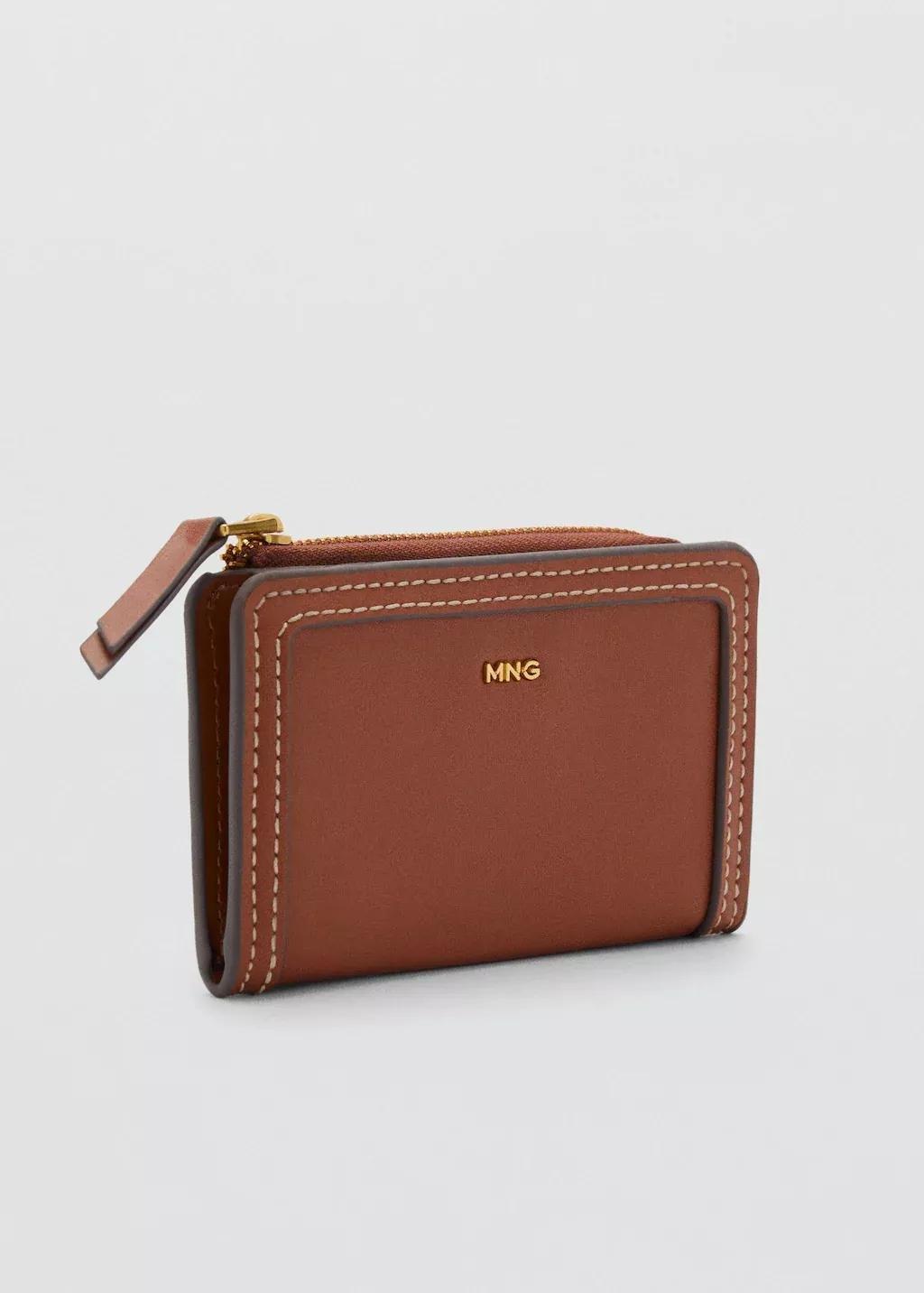 Brown Small Leather Effect Wallet, , medium