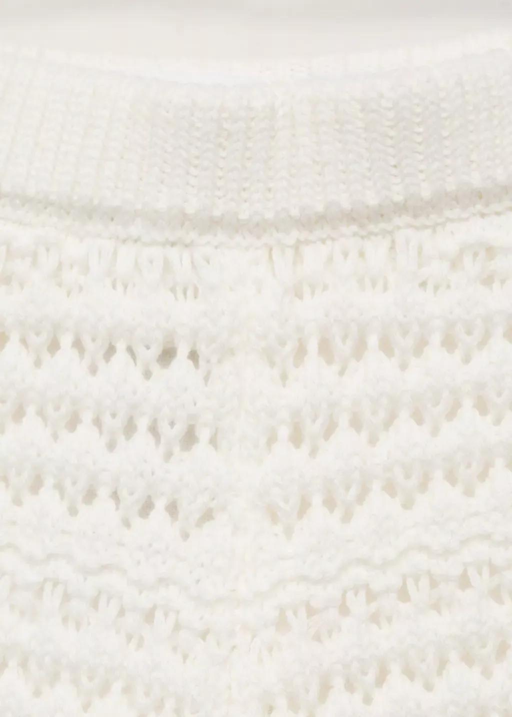 White Openwork Knitted Trousers, Baby Girl, , large image number 2
