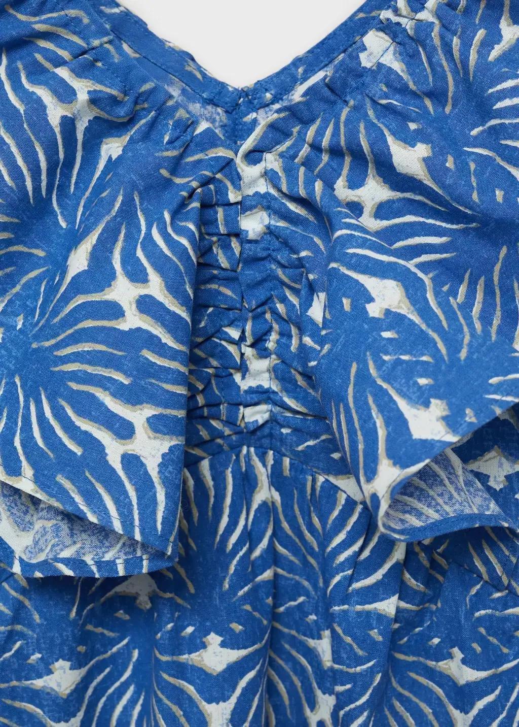 Blue Printed Dress Floral Ruffle, Kids Girls, , large image number 1