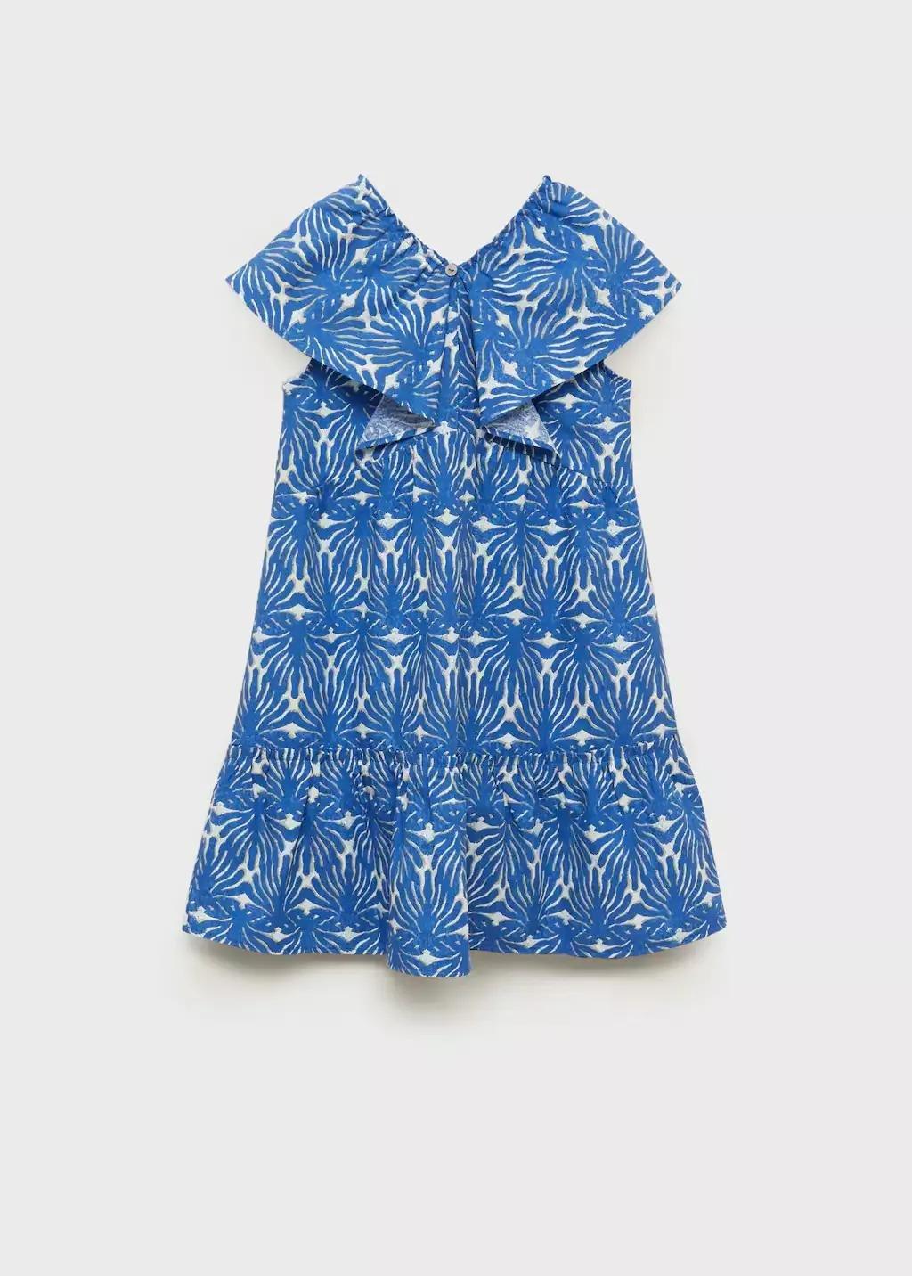 Blue Printed Dress Floral Ruffle, Kids Girls, , large image number 3