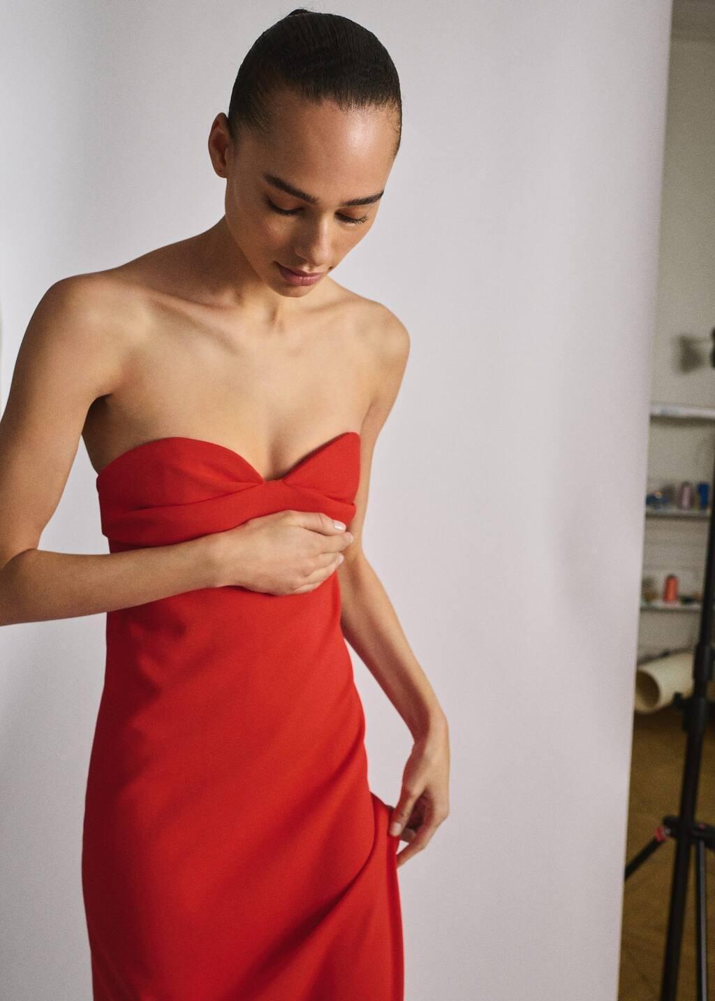 Red Strapless Dress With Sweetheart Neckline, , large image number 0