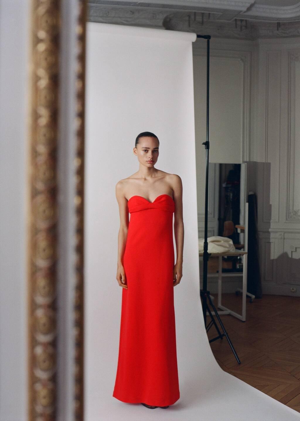 Red Strapless Dress With Sweetheart Neckline, , large image number 5