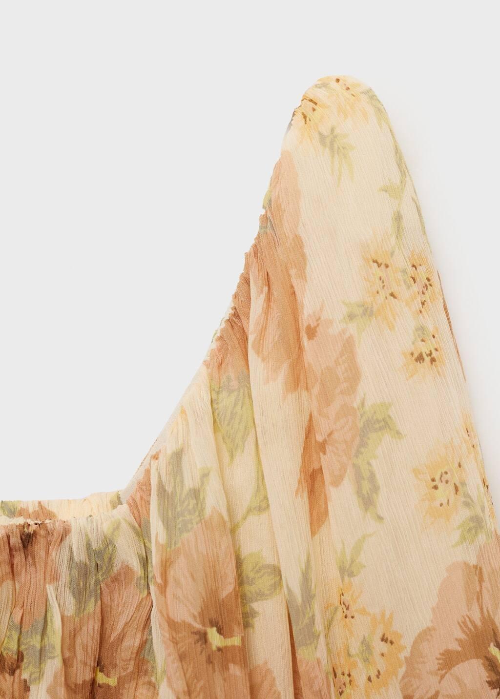 Beige Floral Cropped Blouse, , large image number 4