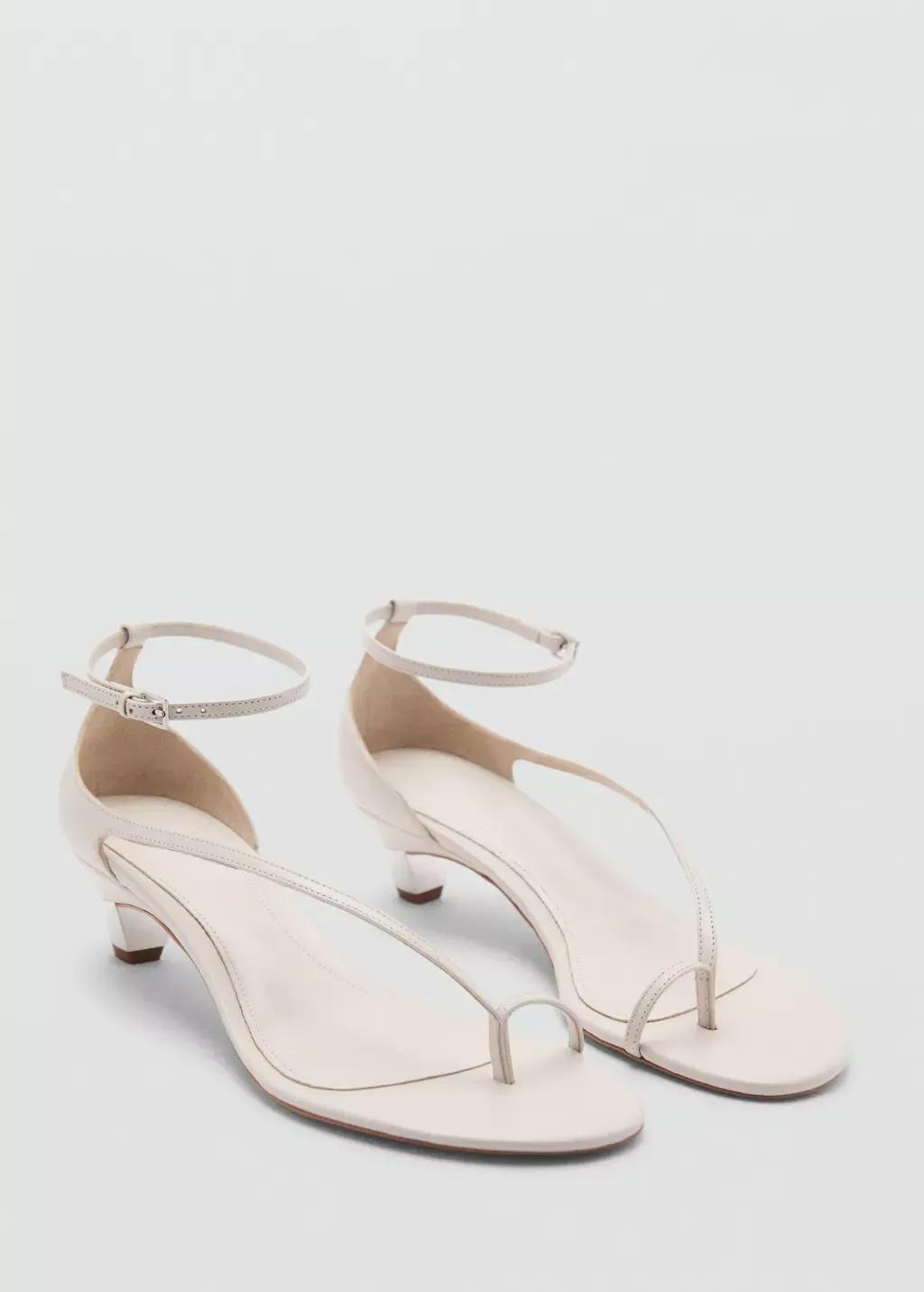 Beige Leather Sandals With A Wide Strap, , large image number 2