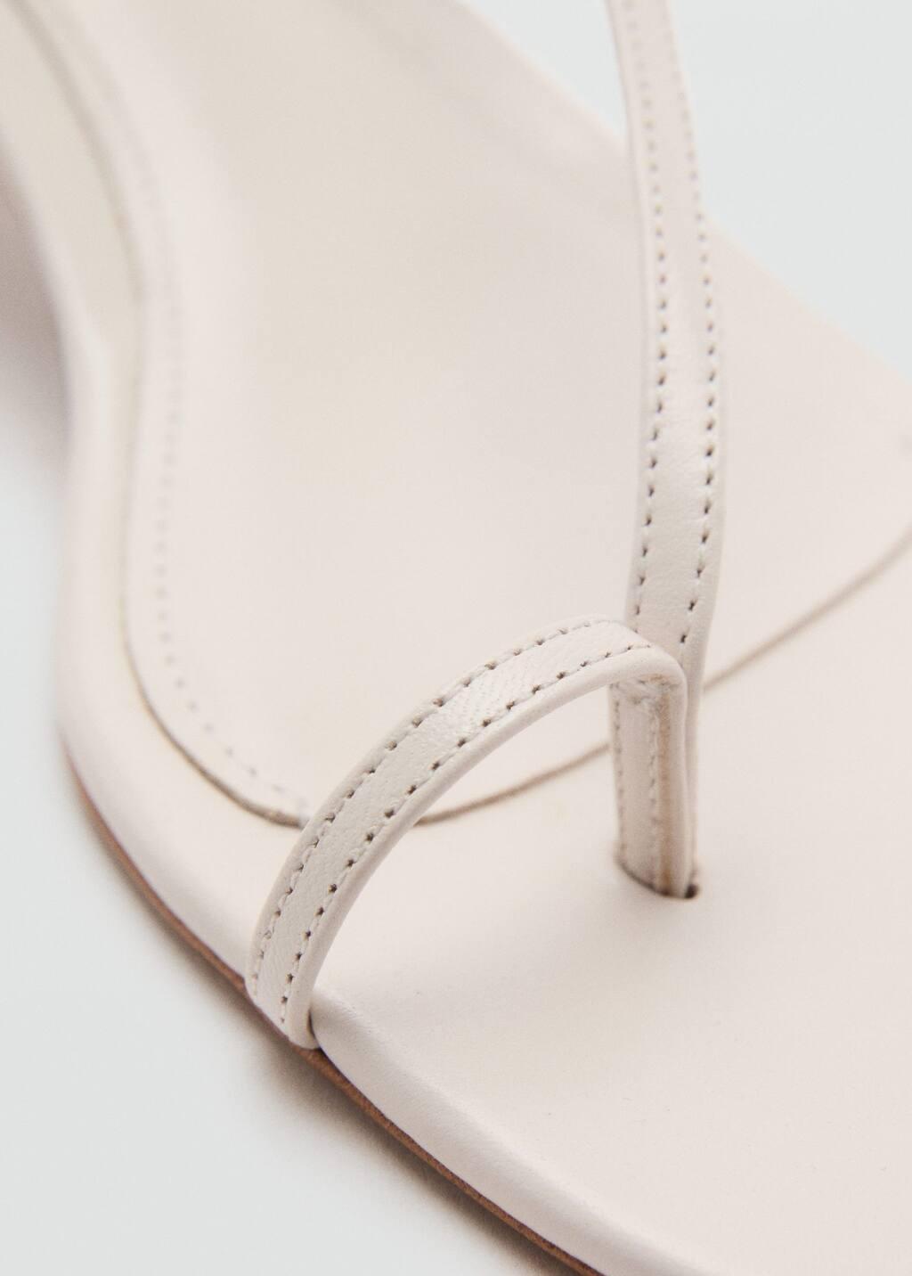 Beige Leather Sandals With A Wide Strap, , large image number 3