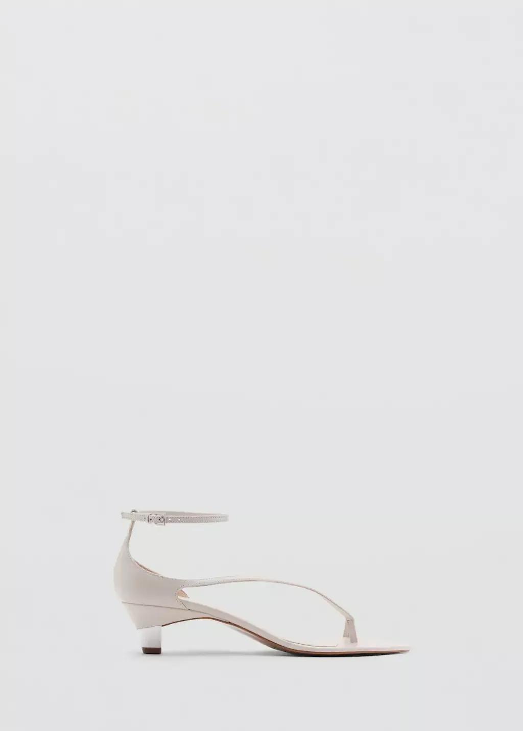 Beige Leather Sandals With A Wide Strap, , large image number 6