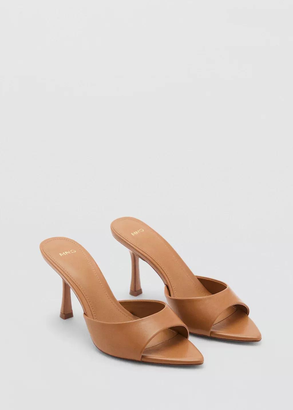Brown Open-Toed Heeled Sandals With Pointed Toe, , large image number 0