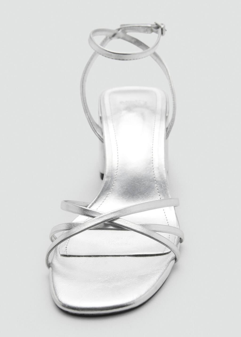 Silver Heeled Sandal With Crossed Straps, , large image number 1