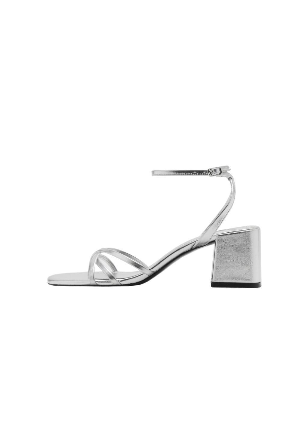 Silver Heeled Sandal With Crossed Straps, , large image number 3