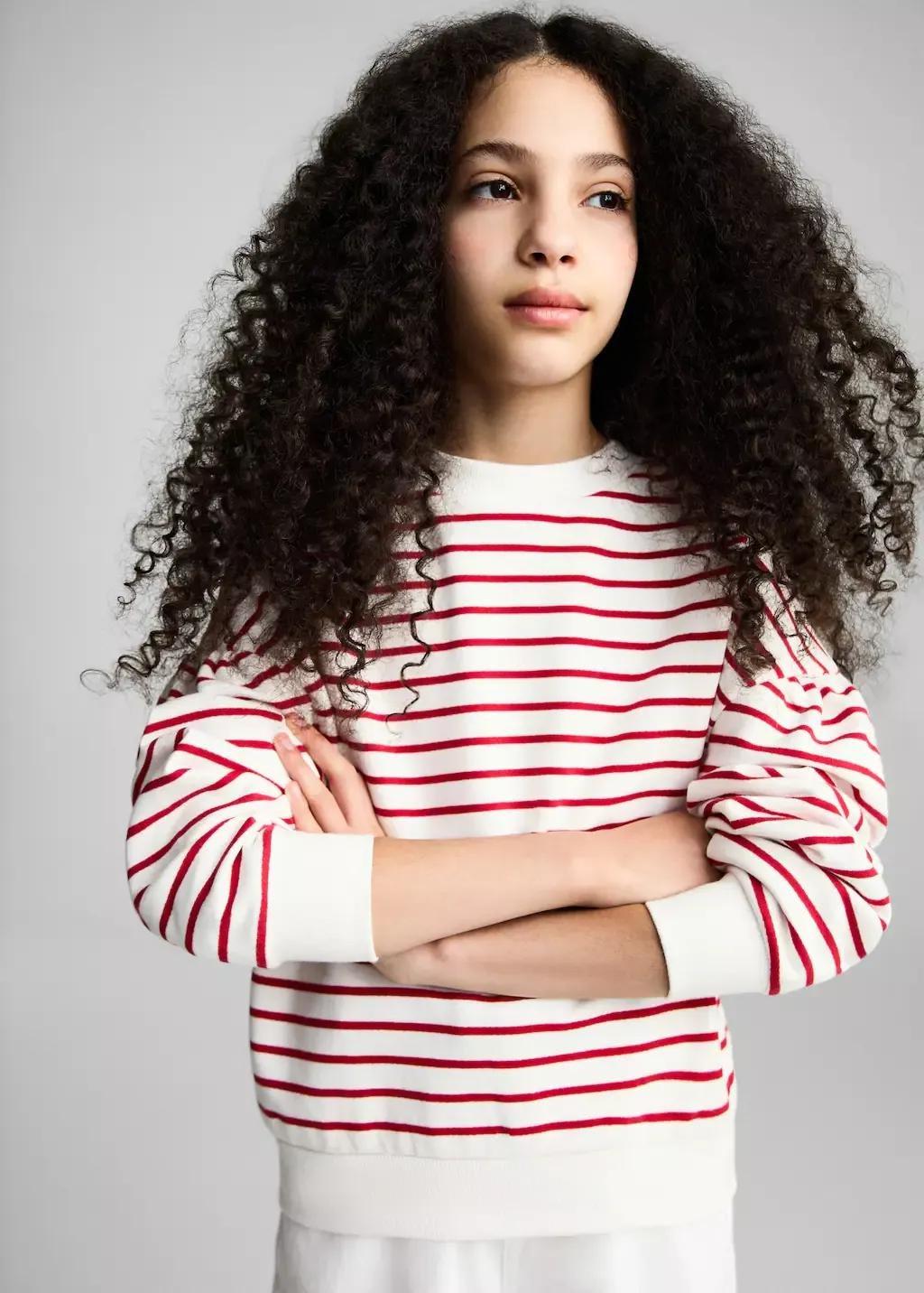 Red Striped Cotton-Blend Sweatshirt, , large image number 0