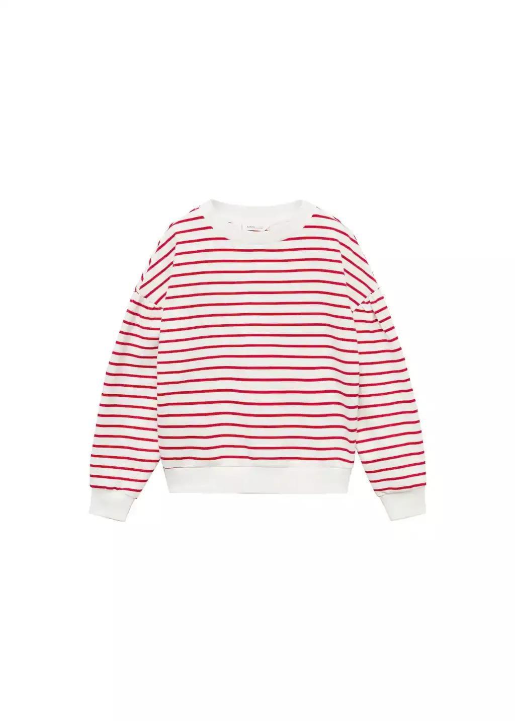 Red Striped Cotton-Blend Sweatshirt, , large image number 3