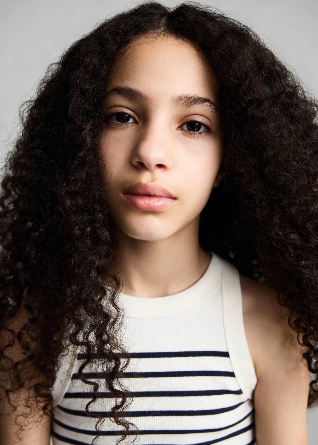 White Striped Top, Kids Girl, , large image number 1