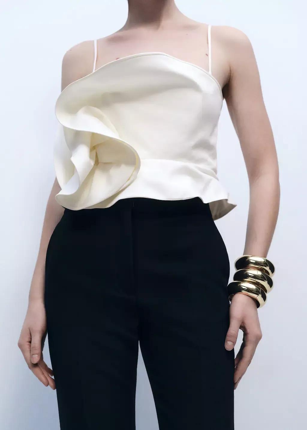 White Maxi Ruffle Top, , large image number 0