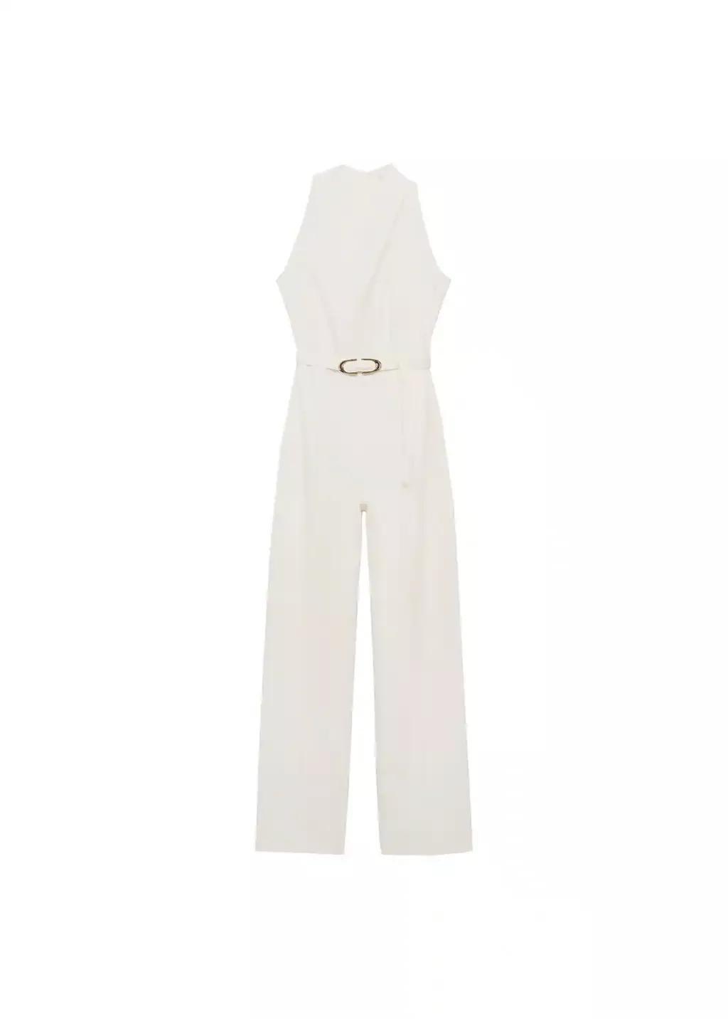 Beige Belt Long Jumpsuit, , large image number 3
