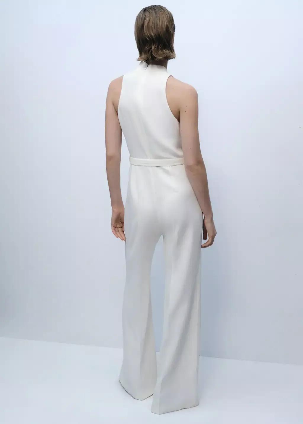 Beige Belt Long Jumpsuit, , large image number 5