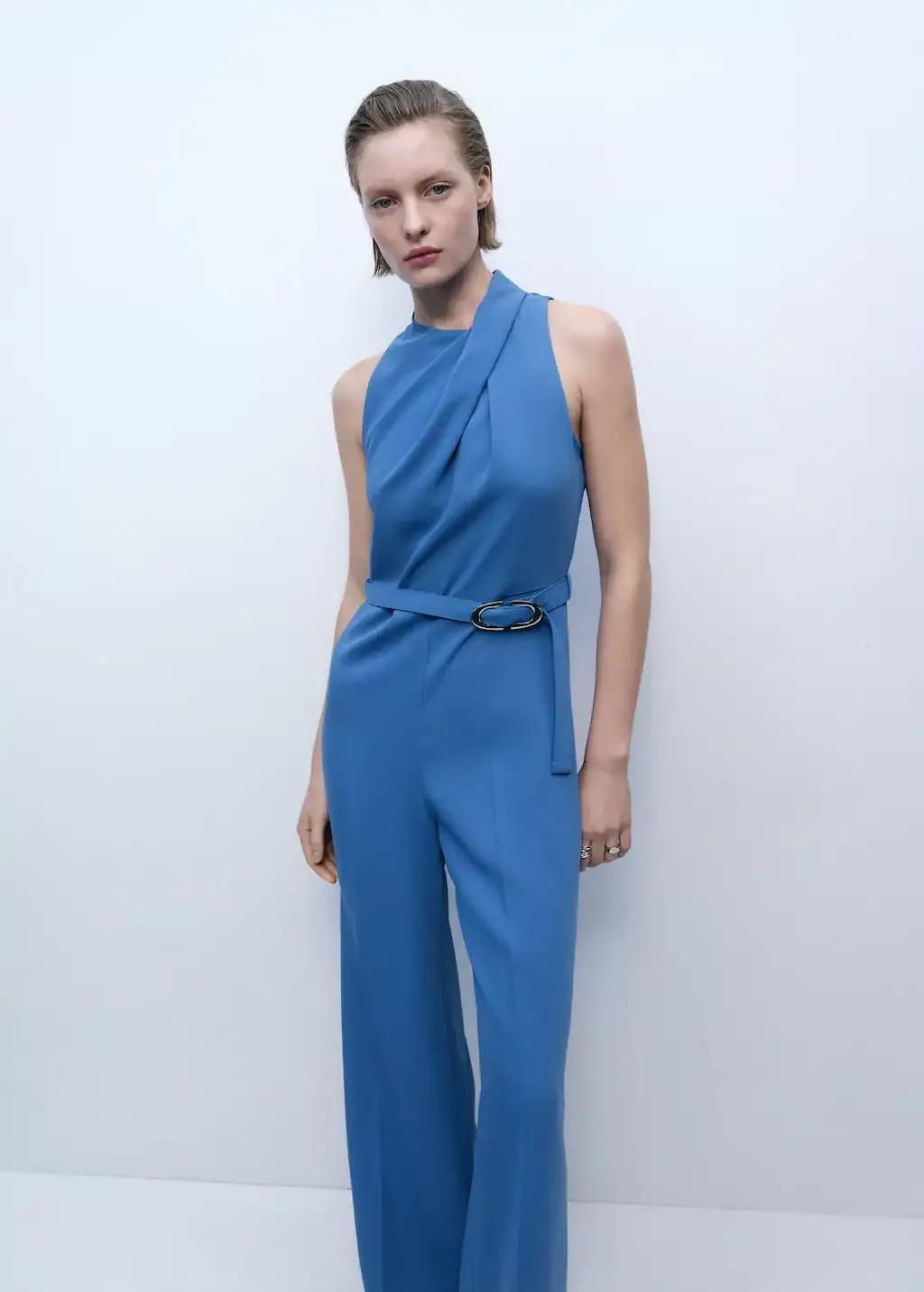 Blue Belt Long Jumpsuit, , large image number 0