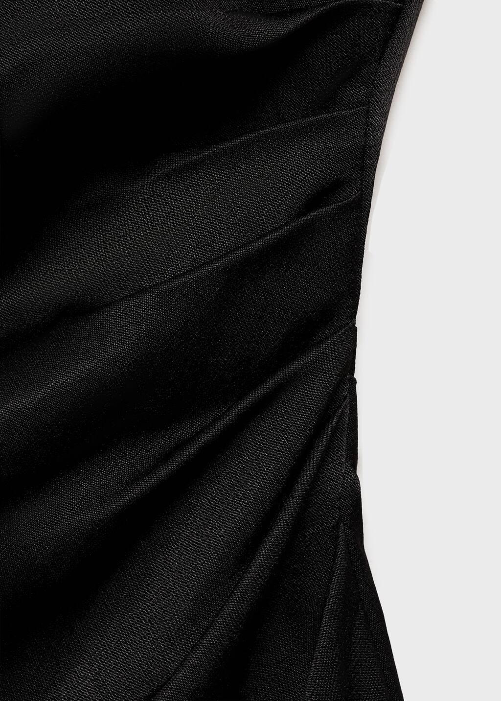 Black Short-Sleeved Draped Blouse, , large image number 2