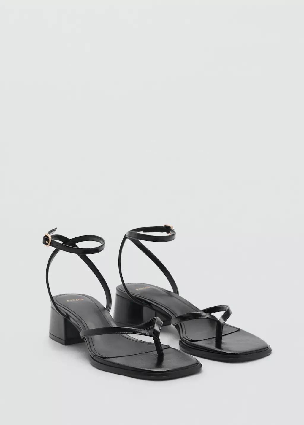 Black Strappy Heeled Sandals, , large image number 0